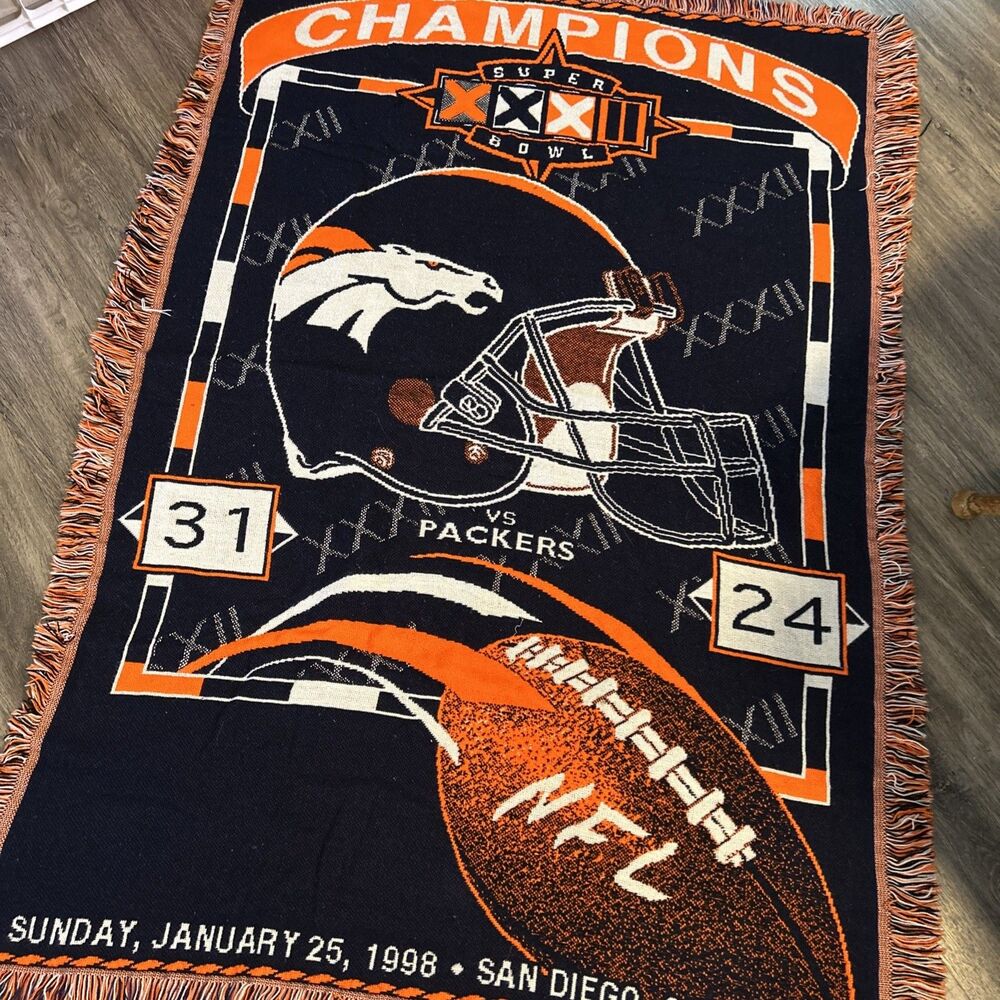 Denver Broncos Super Bowl XXXII Champion 1998 Throw Blanket-43x60